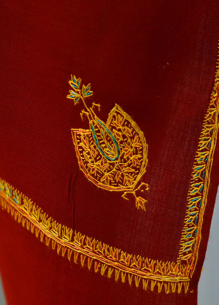 Sanaulla Exclusive Range Pashmina Shawl D-18 Red 3 - Winter Collection