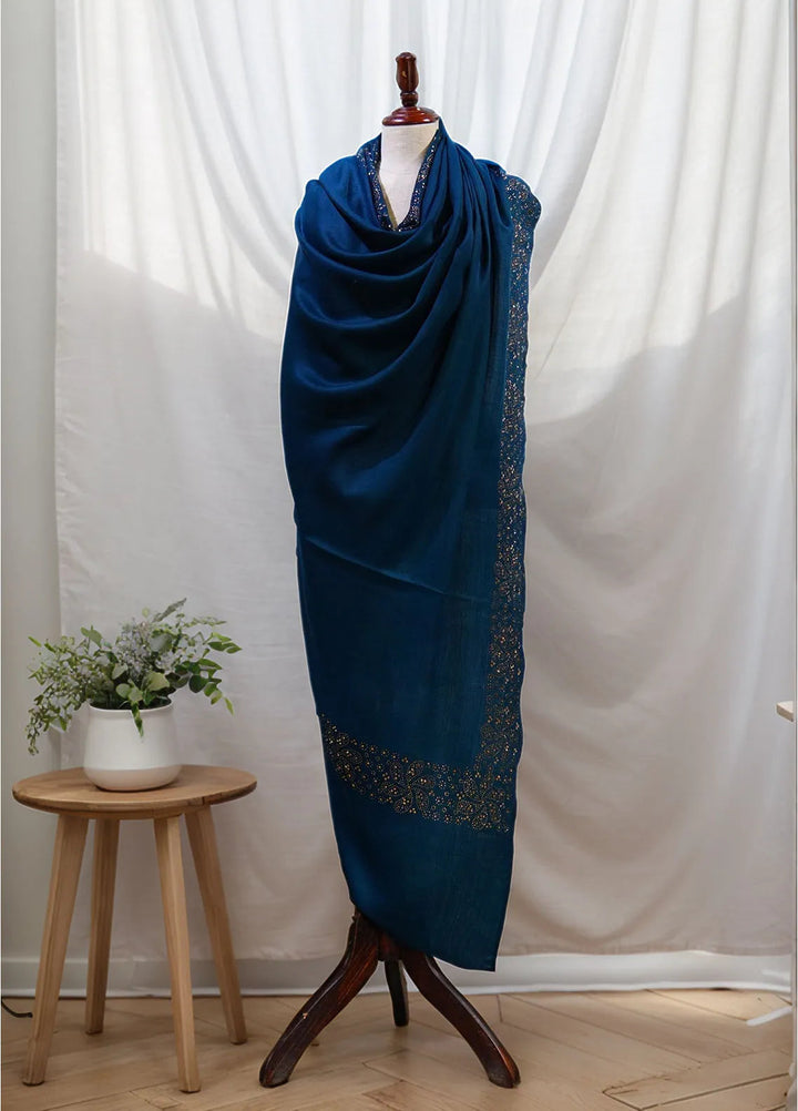 Sanaulla Exclusive Range Pashmina Shawl D-19 Dark Green - Winter Collection