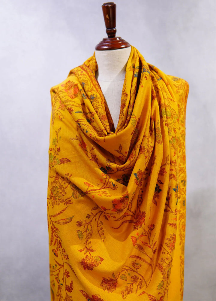 Sanaulla Exclusive Range Pashmina Shawl D-26 Yellow - Winter Collection
