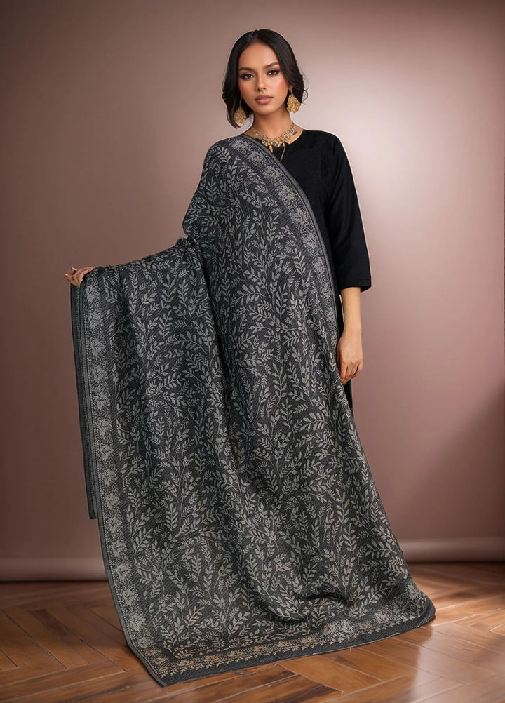 Sanaulla Exclusive Range Pashmina Shawl D-28 Dark Grey 1 - Winter Collection