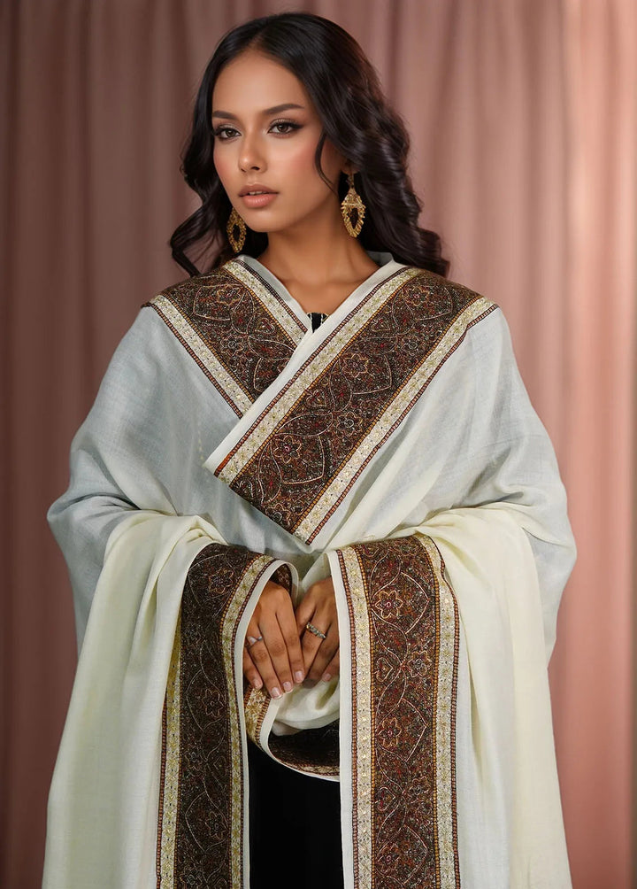 Sanaulla Exclusive Range Pashmina Shawl D-32 Cream - Winter Collection