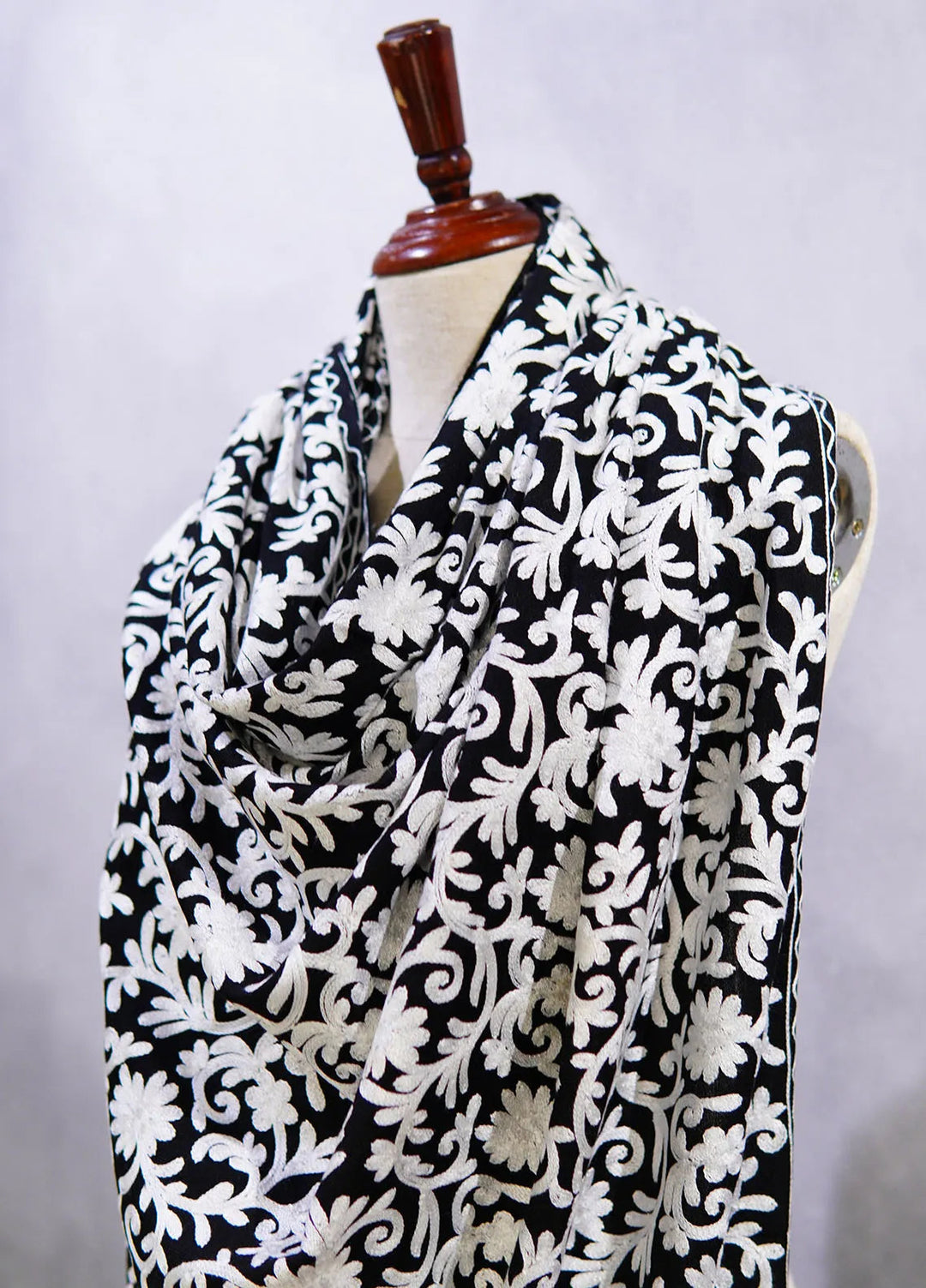 Sanaulla Exclusive Range Pashmina Shawl D-37 Black 1 - Winter Collection