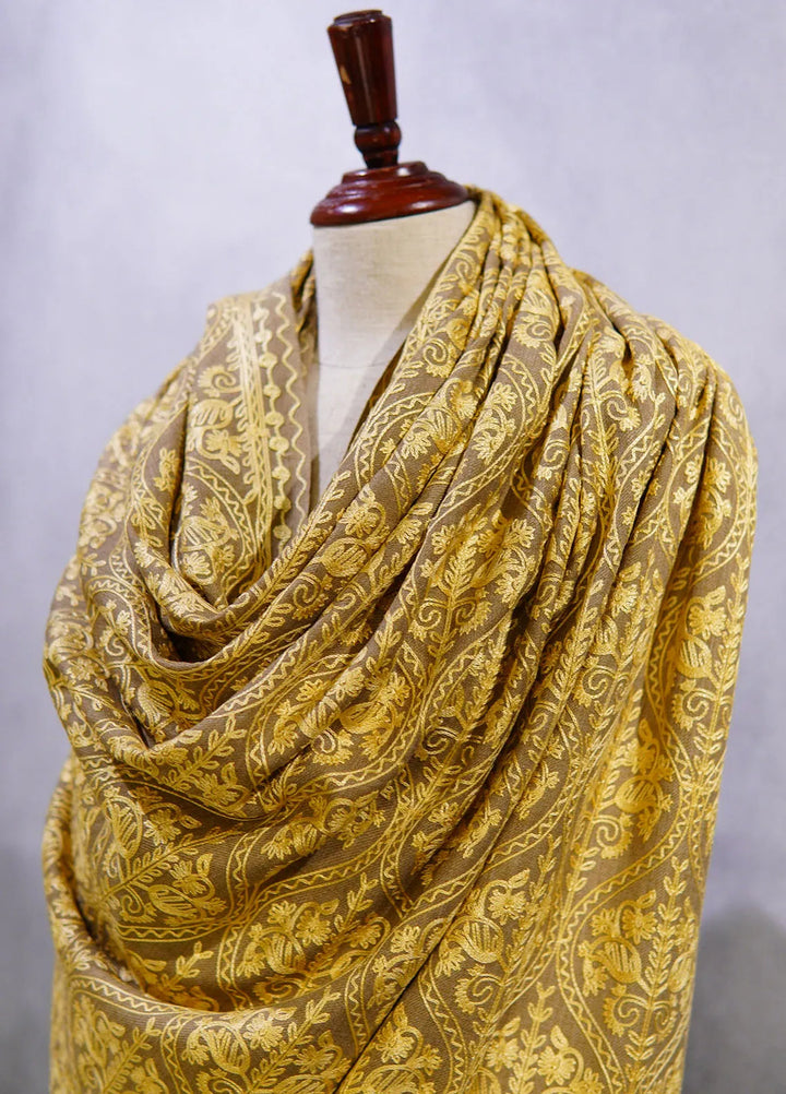 Sanaulla Exclusive Range Pashmina Shawl D-37 Brown 1 - Winter Collection