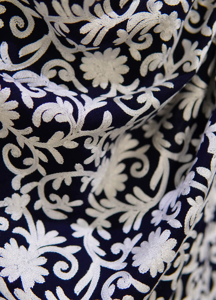 Sanaulla Exclusive Range Pashmina Shawl D-37 Dark Blue 3 - Winter Collection