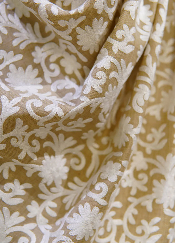 Sanaulla Exclusive Range Pashmina Shawl D-37 Light Brown - Winter Collection