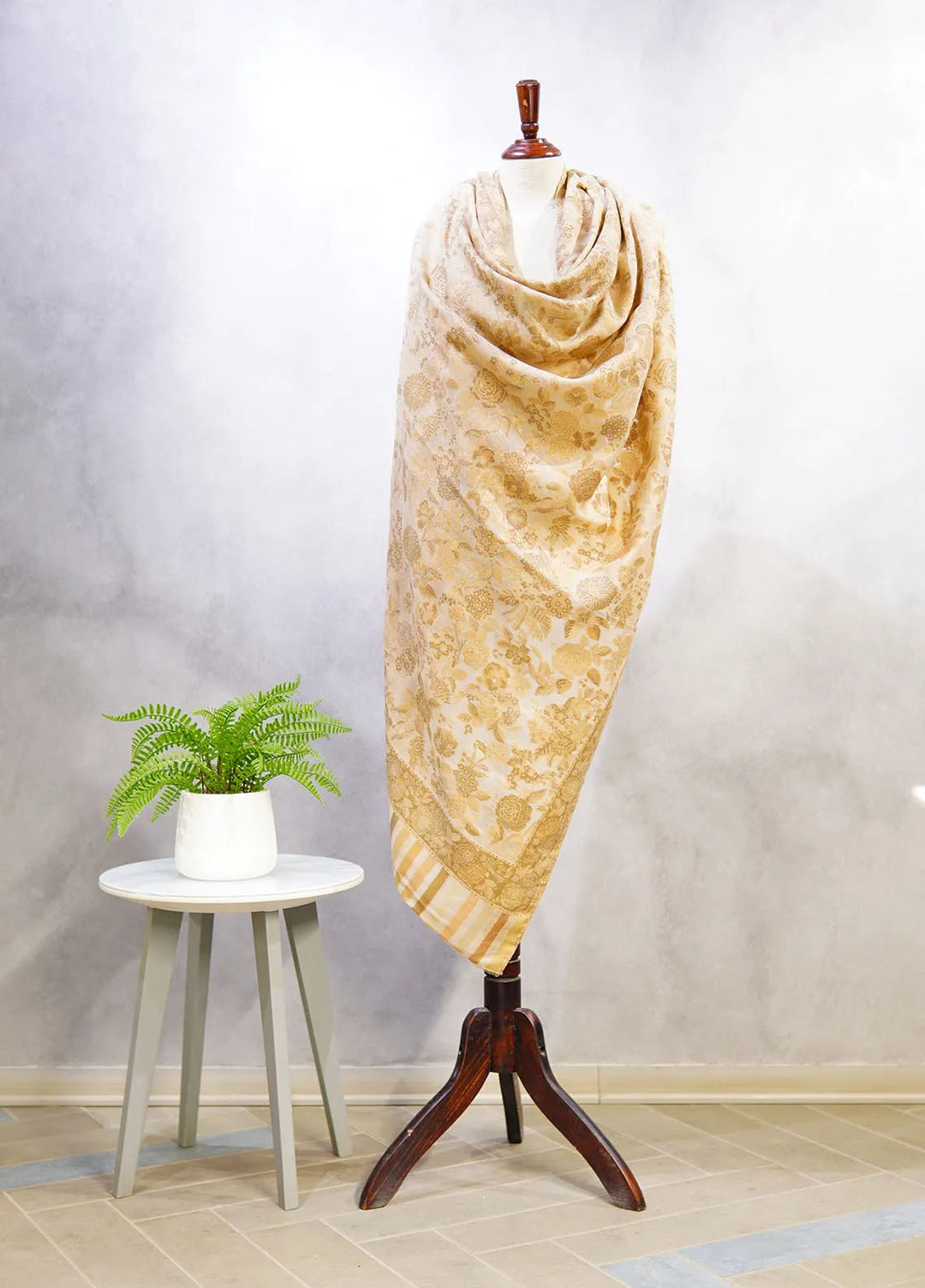 Sanaulla Exclusive Range Pashmina Shawl D-4 Light Brown - Winter Collection