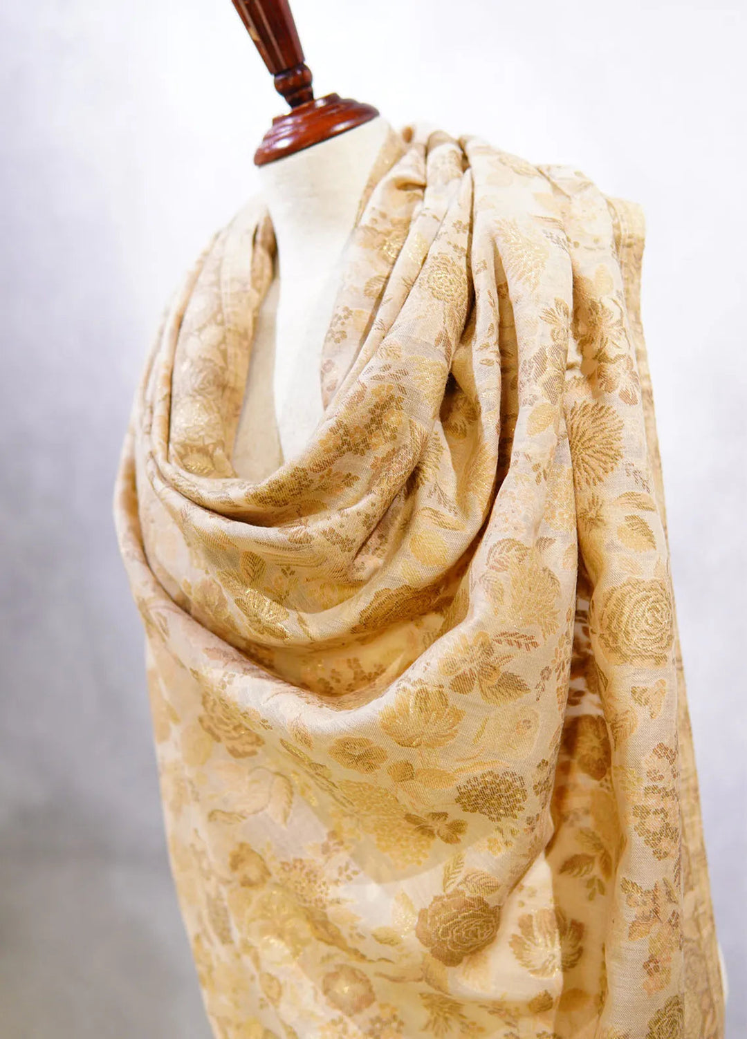 Sanaulla Exclusive Range Pashmina Shawl D-4 Light Brown - Winter Collection