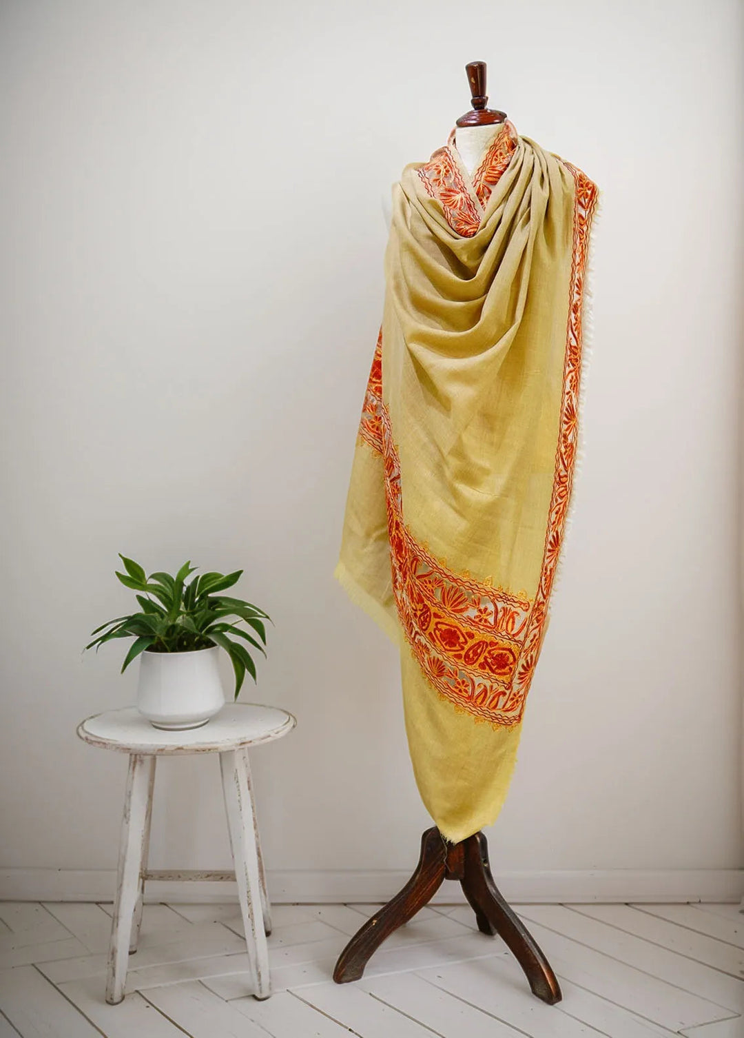 Sanaulla Exclusive Range Pashmina Shawl D-40 Light Brown 1 - Winter Collection