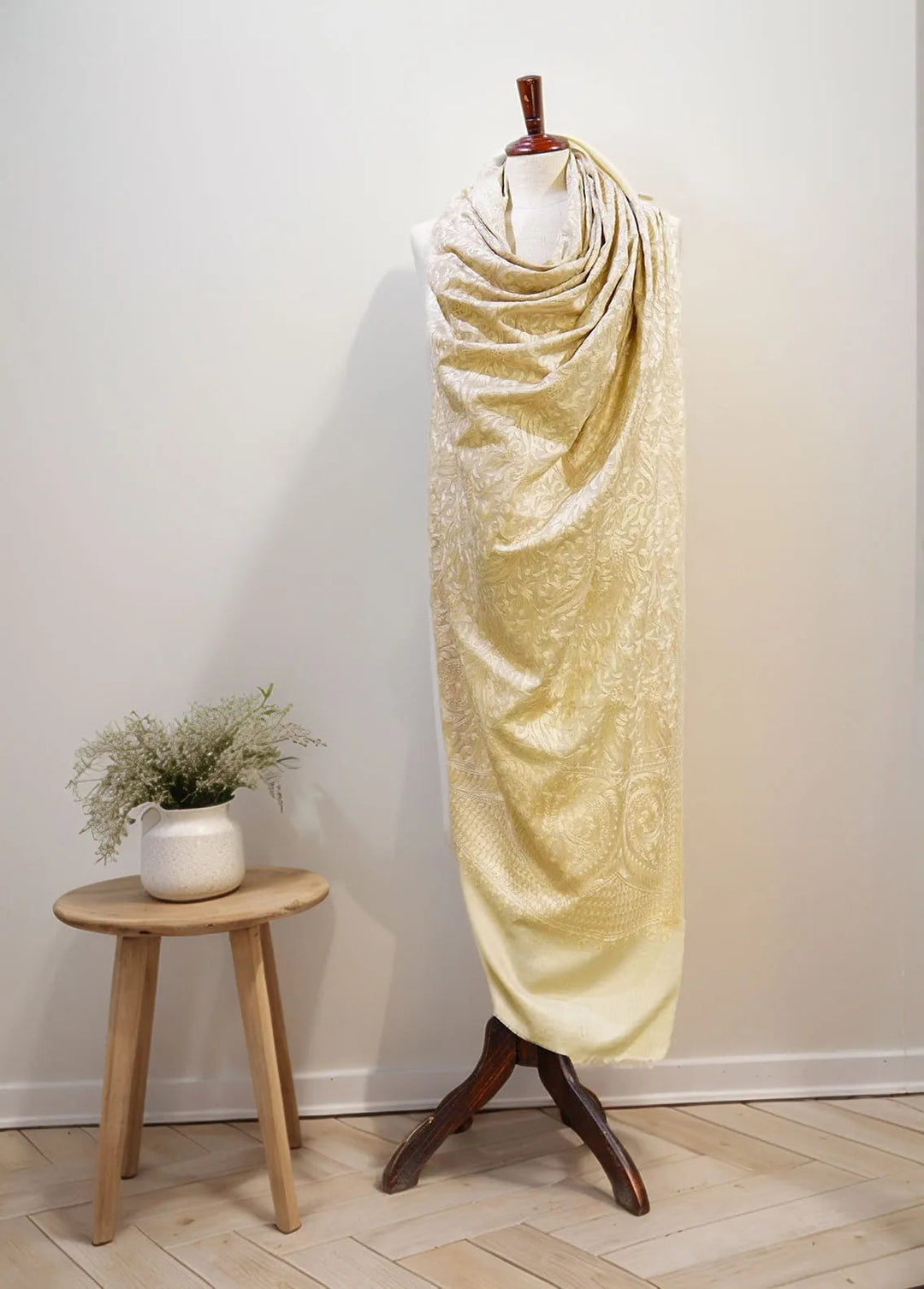 Sanaulla Exclusive Range Pashmina Shawl D-48 Light Grey - Winter Collection