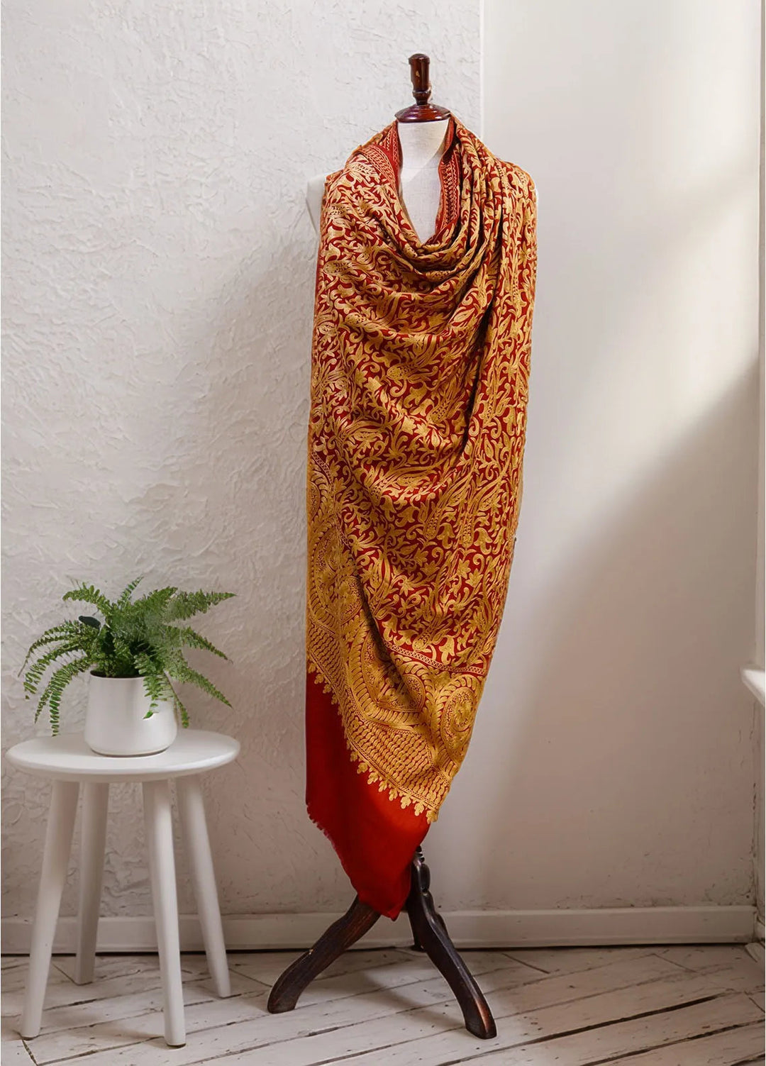 Sanaulla Exclusive Range Pashmina Shawl D-48 Mehroon - Winter Collection