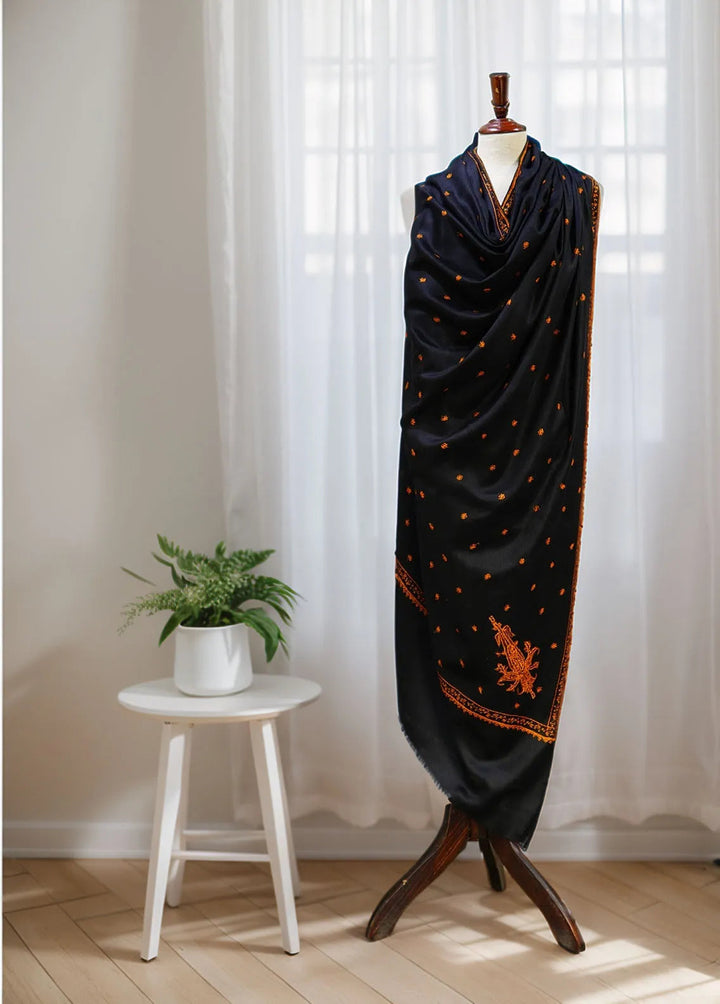 Sanaulla Exclusive Range Pashmina Shawl D-50 Black 2 - Winter Collection