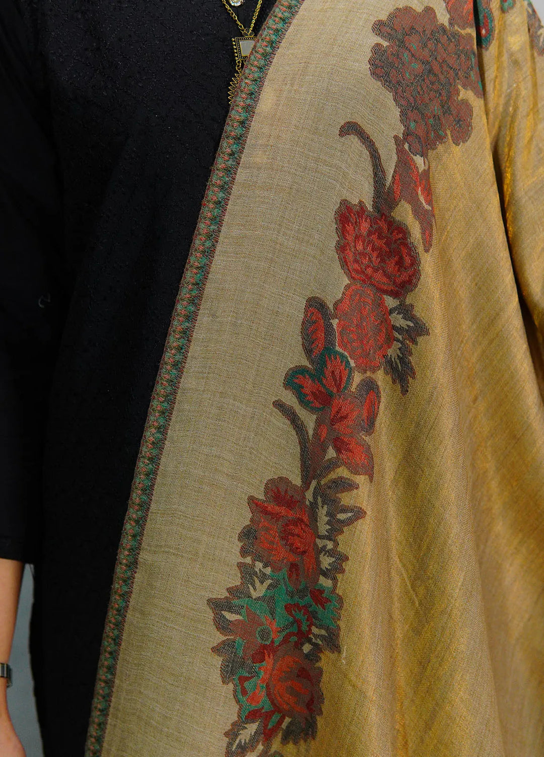 Sanaulla Exclusive Range Pashmina Shawl D-54 Brown 2 - Winter Collection