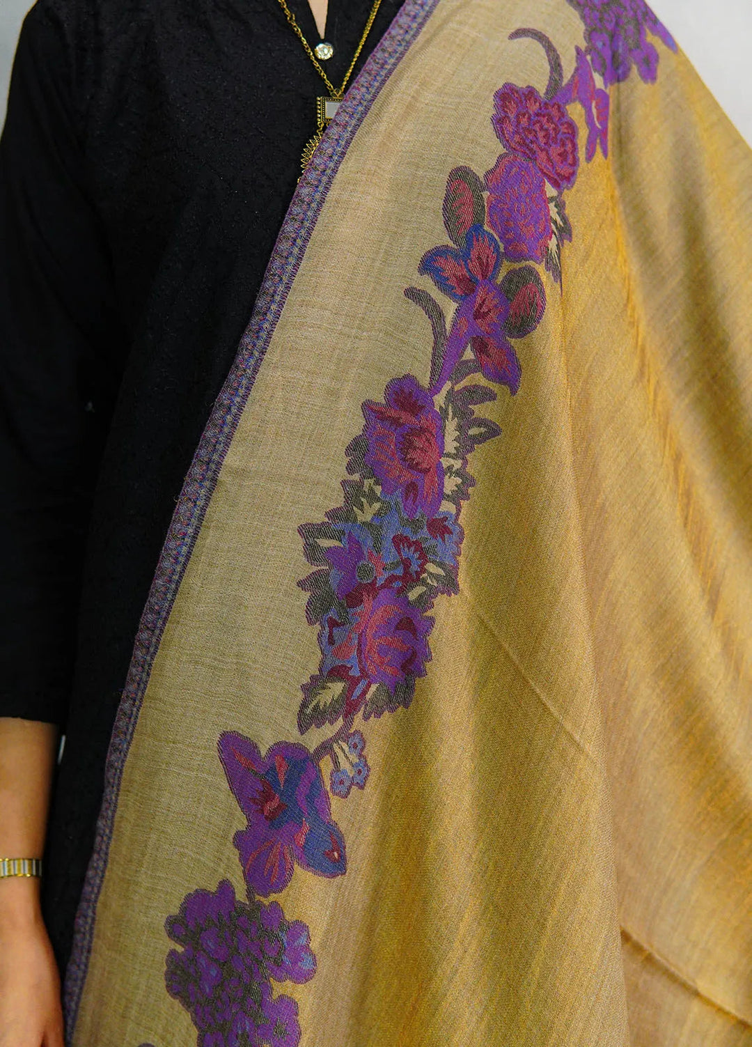 Sanaulla Exclusive Range Pashmina Shawl D-54 Brown 3 - Winter Collection