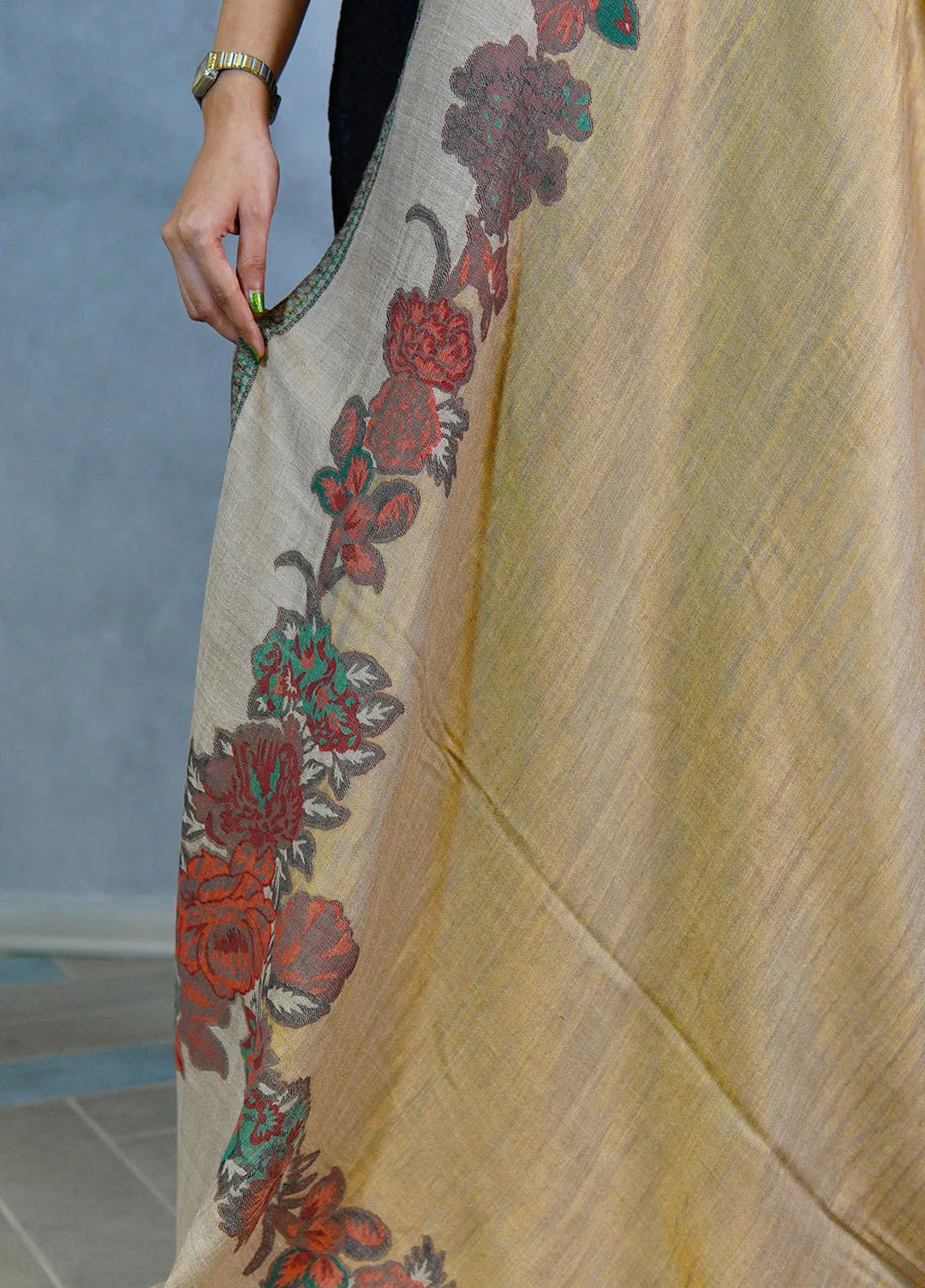 Sanaulla Exclusive Range Pashmina Shawl D-54 Brown - Winter Collection