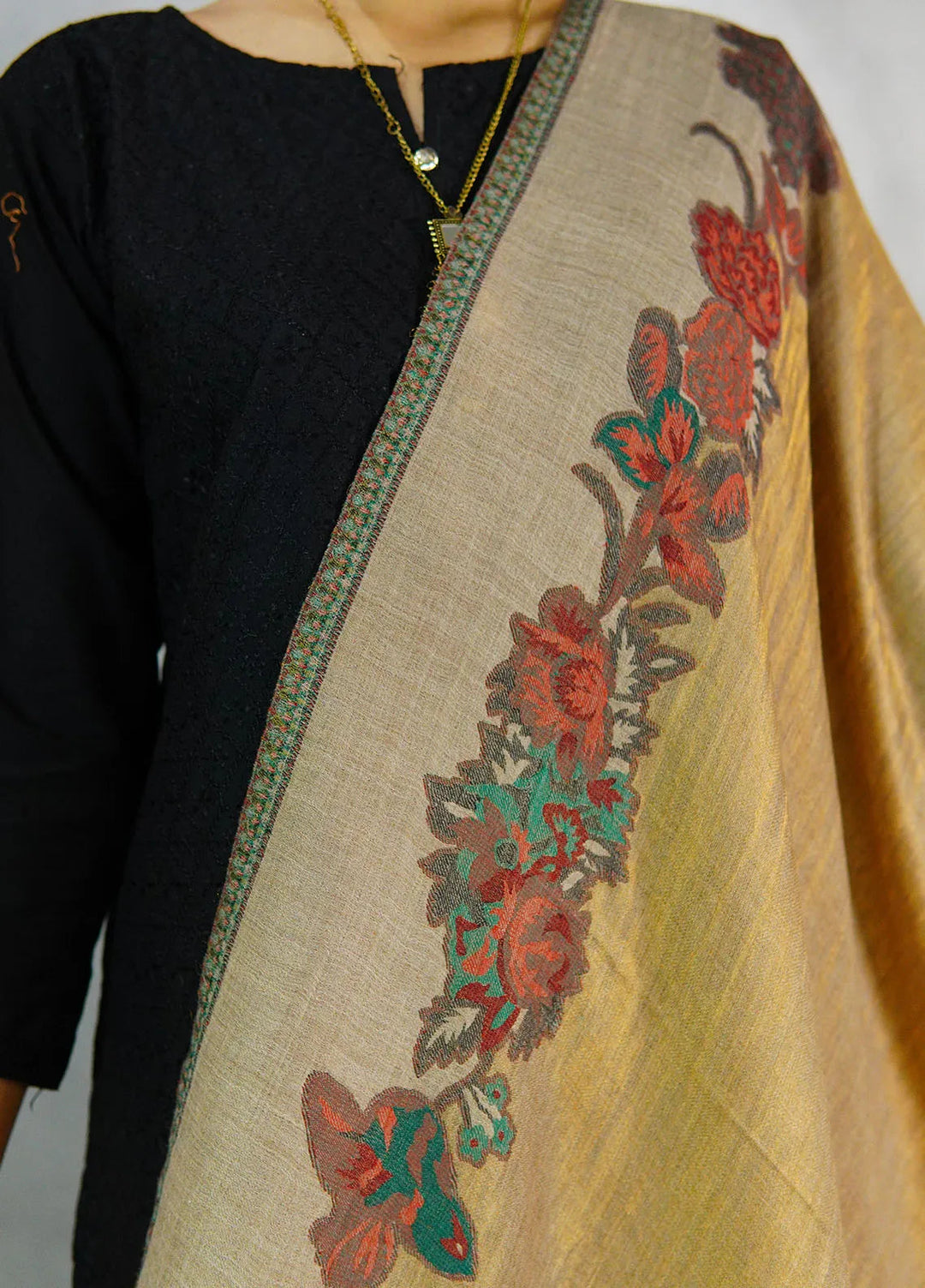 Sanaulla Exclusive Range Pashmina Shawl D-54 Brown - Winter Collection