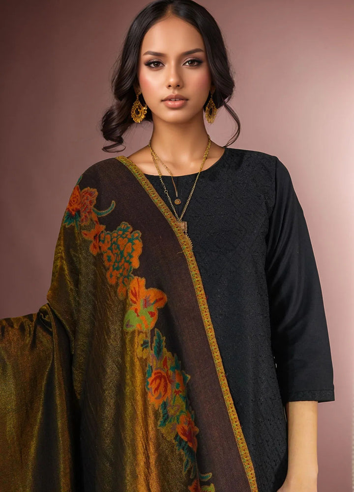 Sanaulla Exclusive Range Pashmina Shawl D-54 Dark Brown - Winter Collection
