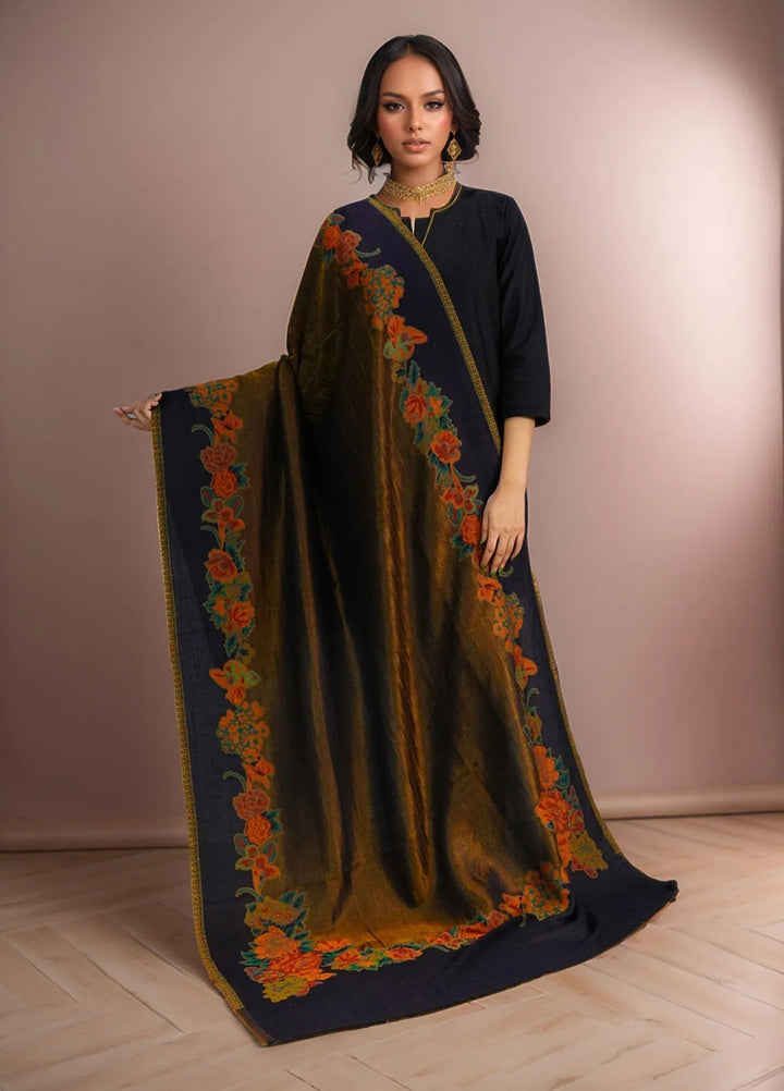 Sanaulla Exclusive Range Pashmina Shawl D-54 Navy Blue - Winter Collection