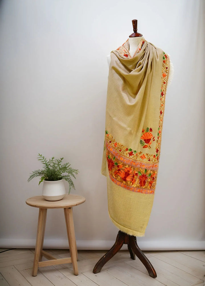 Sanaulla Exclusive Range Pashmina Shawl D-55 Brown 9 - Winter Collection