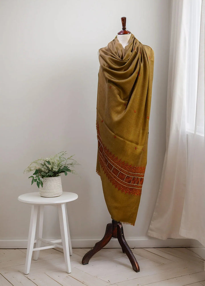 Sanaulla Exclusive Range Pashmina Shawl D-58 Dark Brown - Winter Collection
