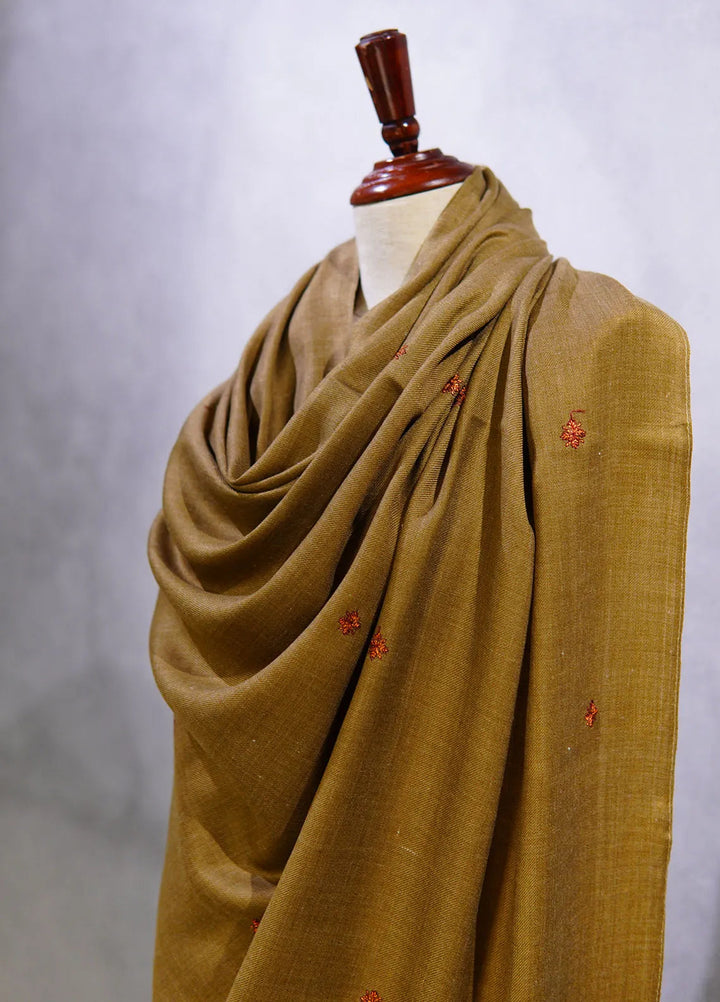 Sanaulla Exclusive Range Pashmina Shawl D-58 Dark Brown - Winter Collection