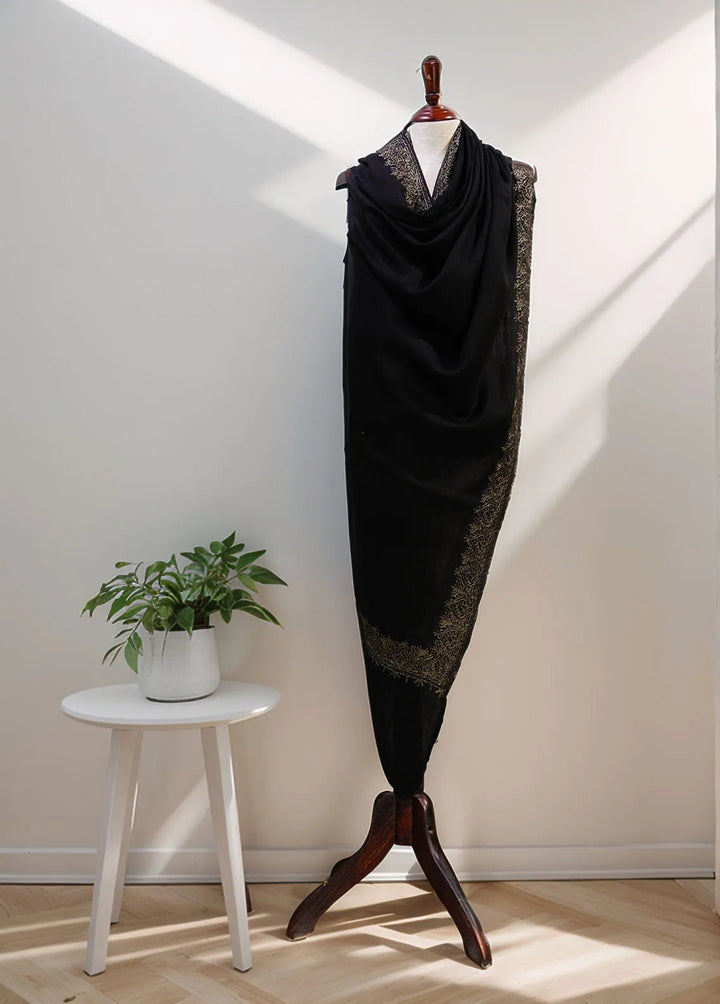 Sanaulla Exclusive Range Pashmina Shawl D-63 Black 2 - Winter Collection