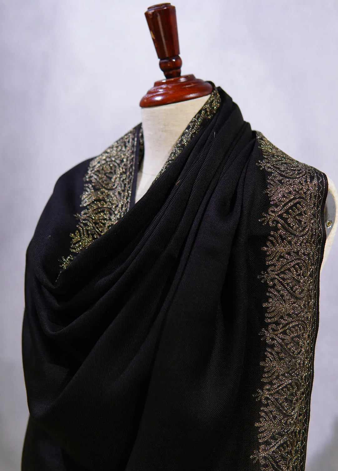 Sanaulla Exclusive Range Pashmina Shawl D-63 Black 2 - Winter Collection