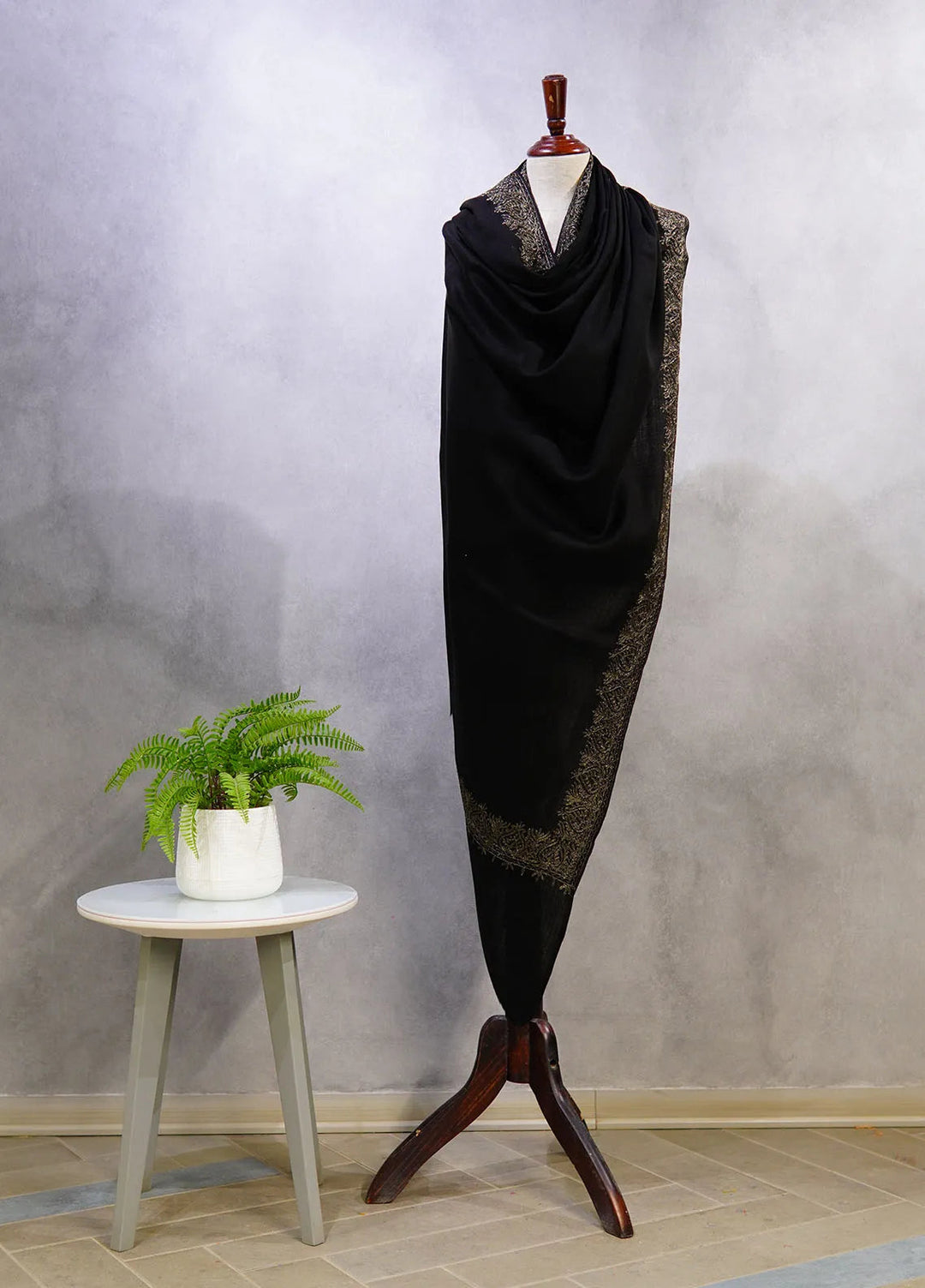 Sanaulla Exclusive Range Pashmina Shawl D-63 Black 2 - Winter Collection