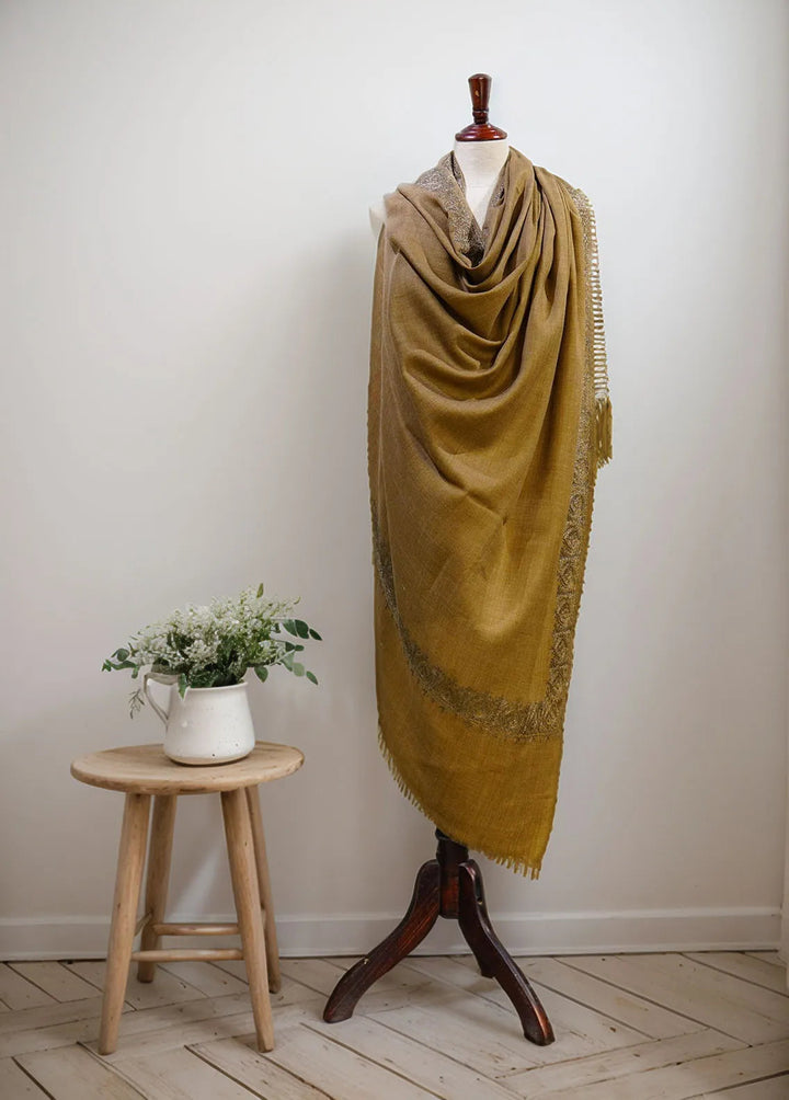 Sanaulla Exclusive Range Pashmina Shawl D-63 Brown - Winter Collection