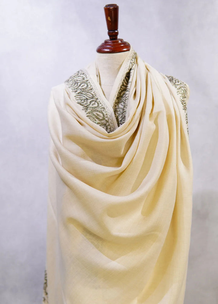 Sanaulla Exclusive Range Pashmina Shawl D-63 Fawn 1 - Winter Collection