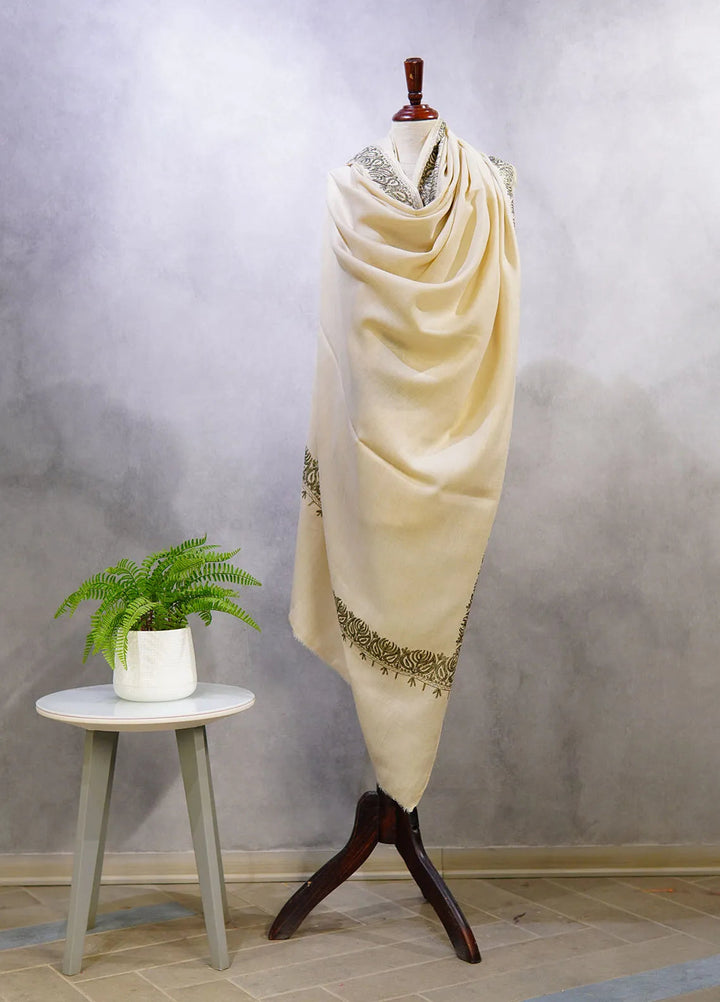 Sanaulla Exclusive Range Pashmina Shawl D-63 Fawn 1 - Winter Collection
