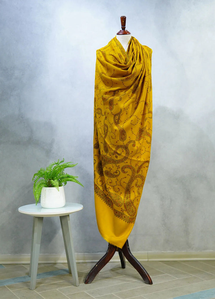 Sanaulla Exclusive Range Pashmina Shawl D-64 Yellow - Winter Collection