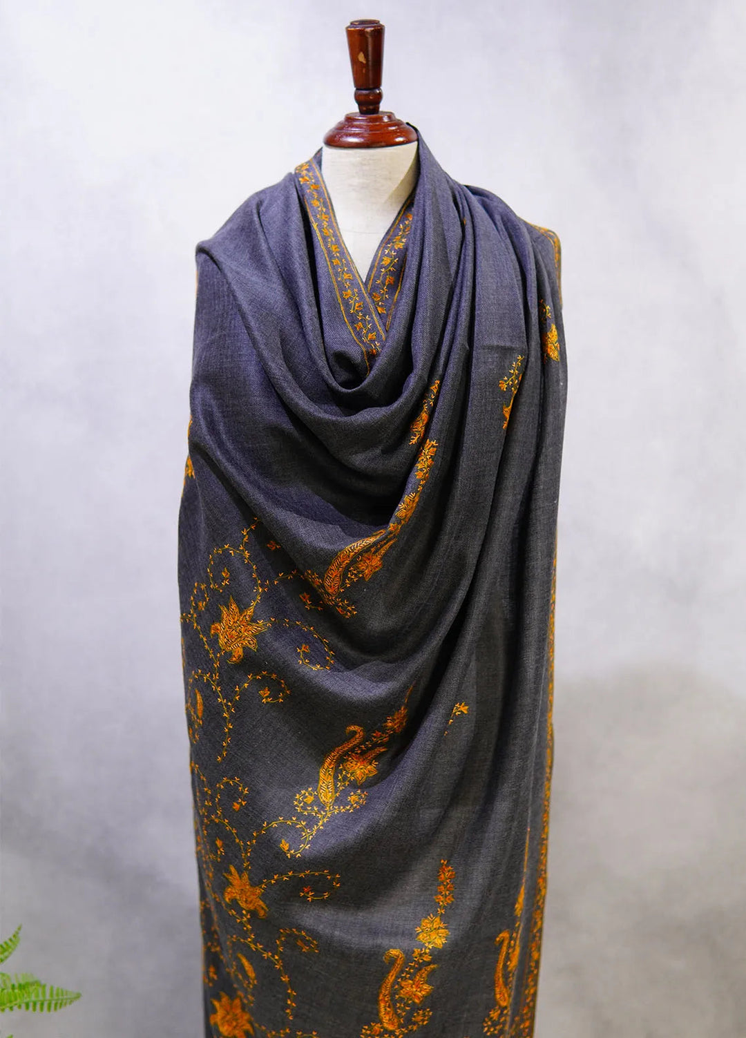 Sanaulla Exclusive Range Pashmina Shawl D-7 Dark Grey - Winter Collection