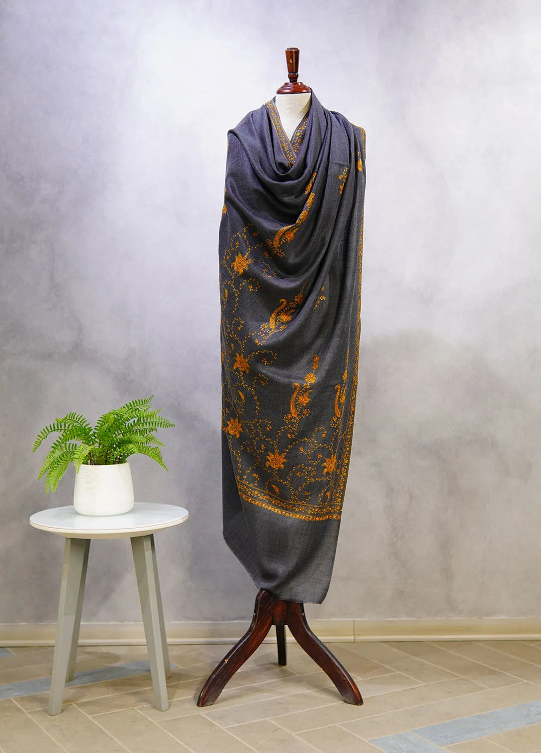 Sanaulla Exclusive Range Pashmina Shawl D-7 Dark Grey - Winter Collection