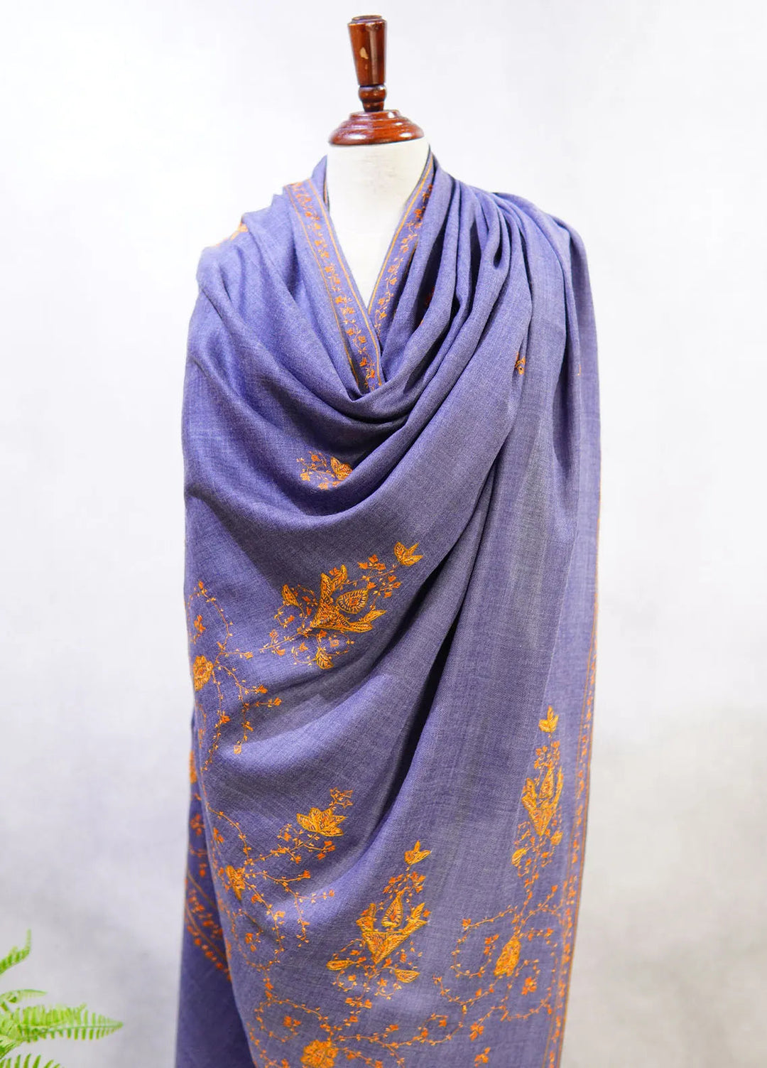 Sanaulla Exclusive Range Pashmina Shawl D-7 Denim Blue - Winter Collection