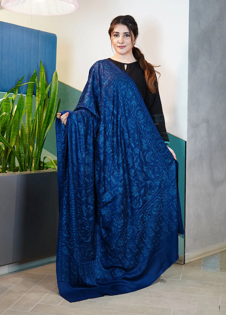 Sanaulla Exclusive Range Pashmina Shawl KPS D-104 Navy blue - Winter Collection