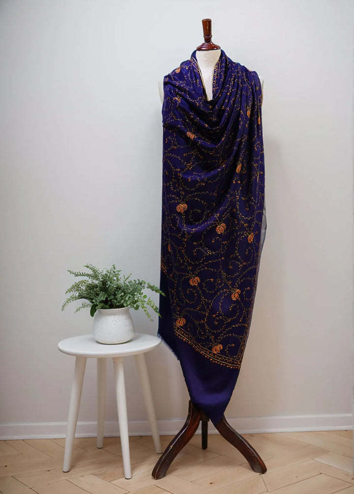Sanaulla Exclusive Range Pashmina Shawl KPS D-12 Navy Blue - Winter Collection