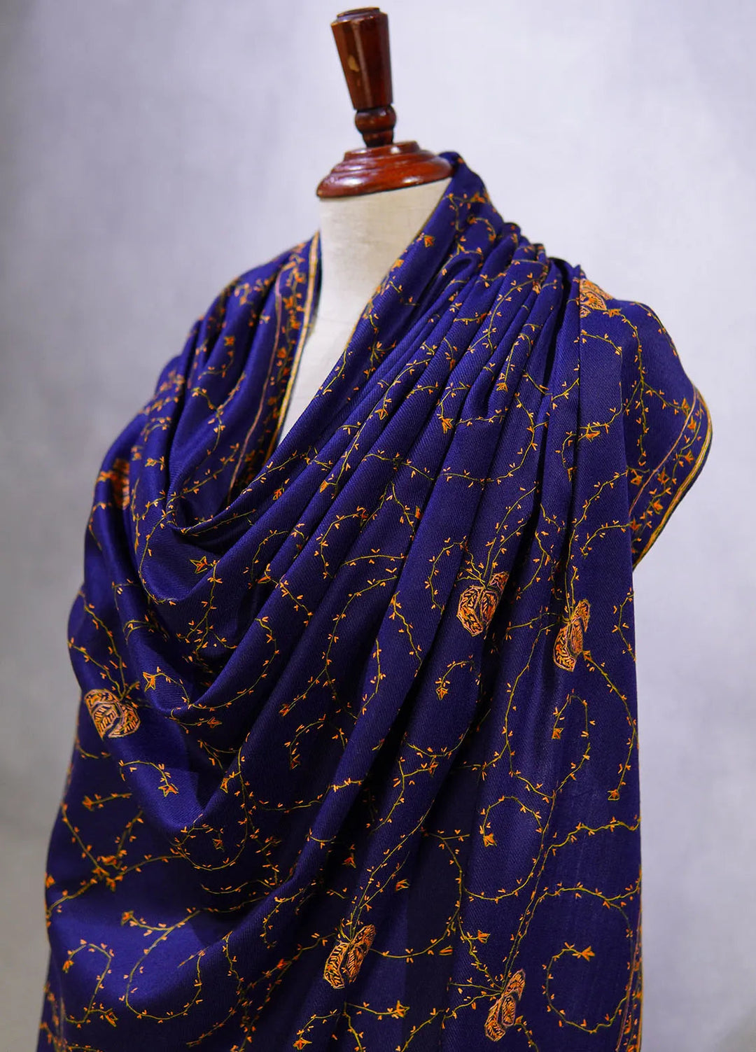 Sanaulla Exclusive Range Pashmina Shawl KPS D-12 Navy Blue - Winter Collection