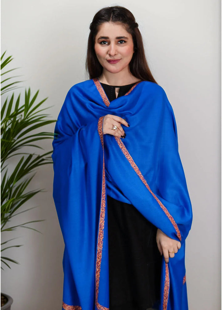 Sanaulla Exclusive Range Pashmina Shawl KPS D-13 Royal Blue - Winter Collection