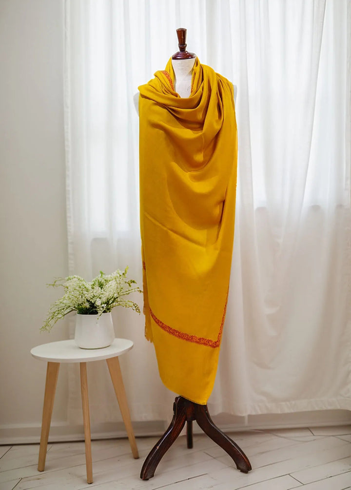 Sanaulla Exclusive Range Pashmina Shawl KPS D-13 Yellow 1 - Winter Collection