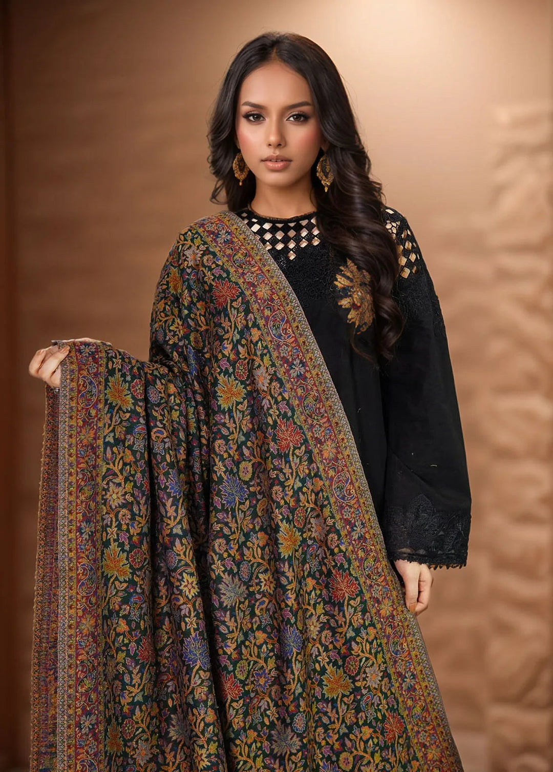 Sanaulla Exclusive Range Pashmina Shawl KPS D-18 Multi 19 - Winter Collection