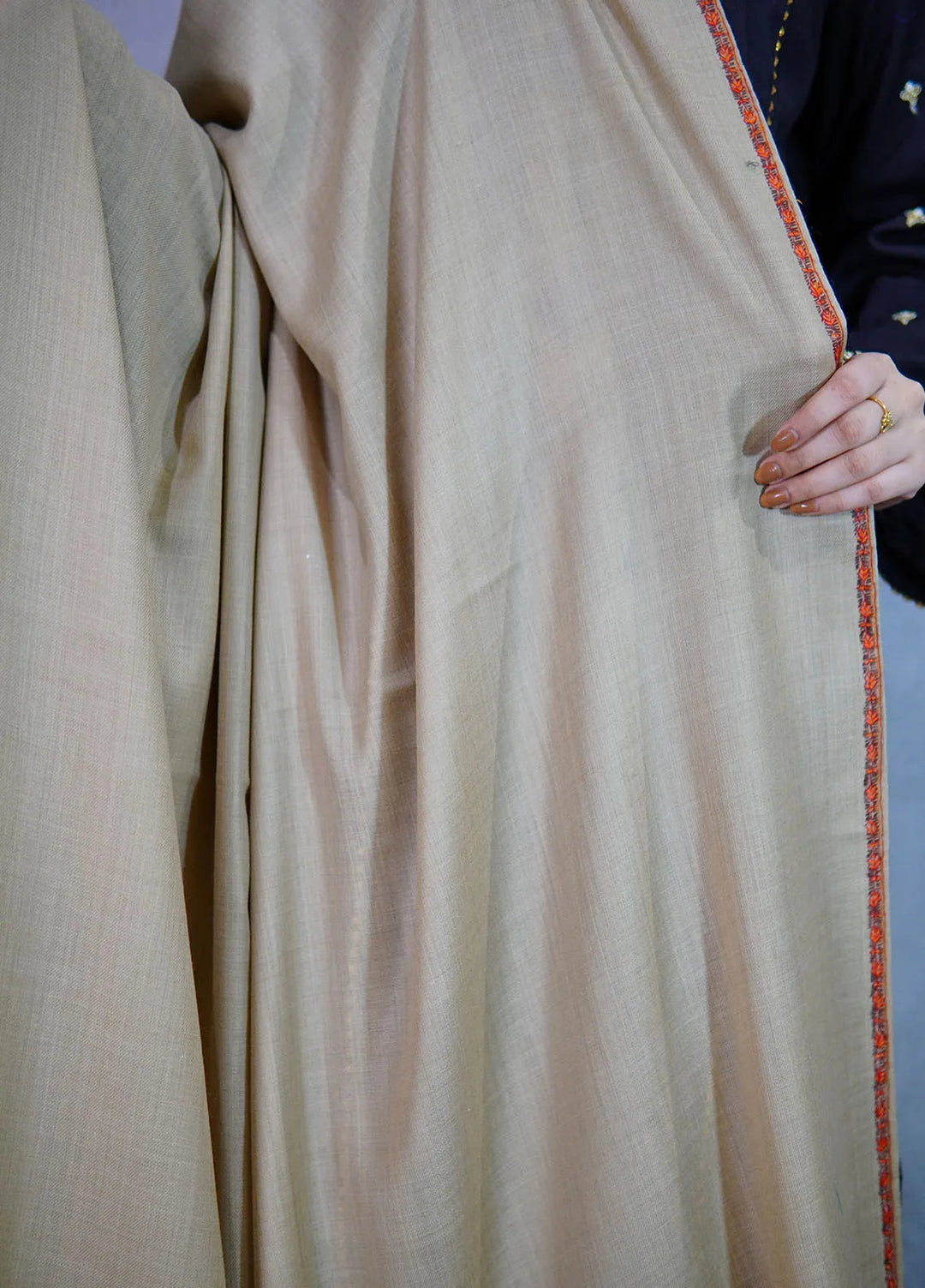 Sanaulla Exclusive Range Pashmina Shawl KPS D-19 Light Brown - Winter Collection
