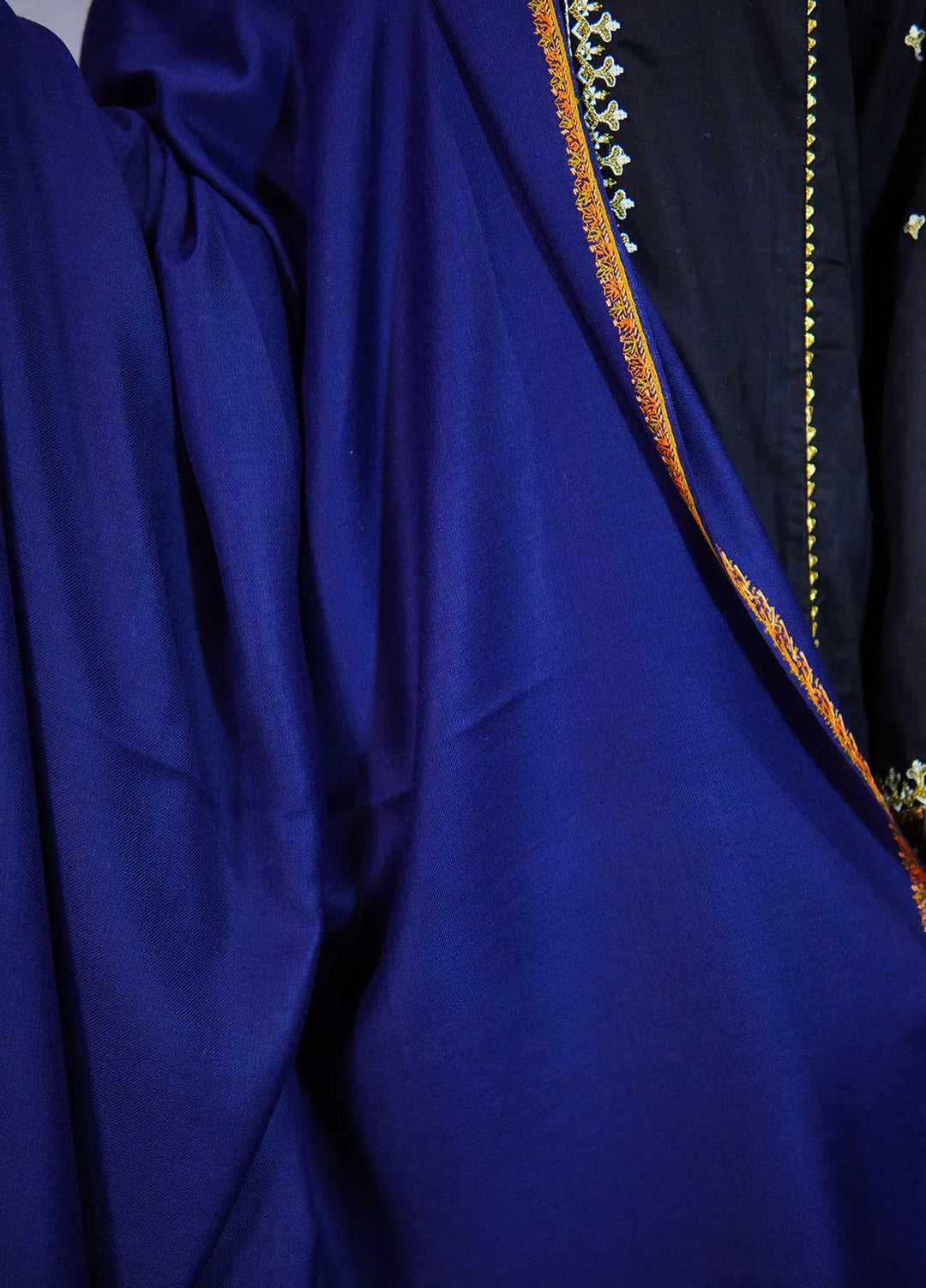 Sanaulla Exclusive Range Pashmina Shawl KPS D-19 Navy Blue 1 - Winter Collection