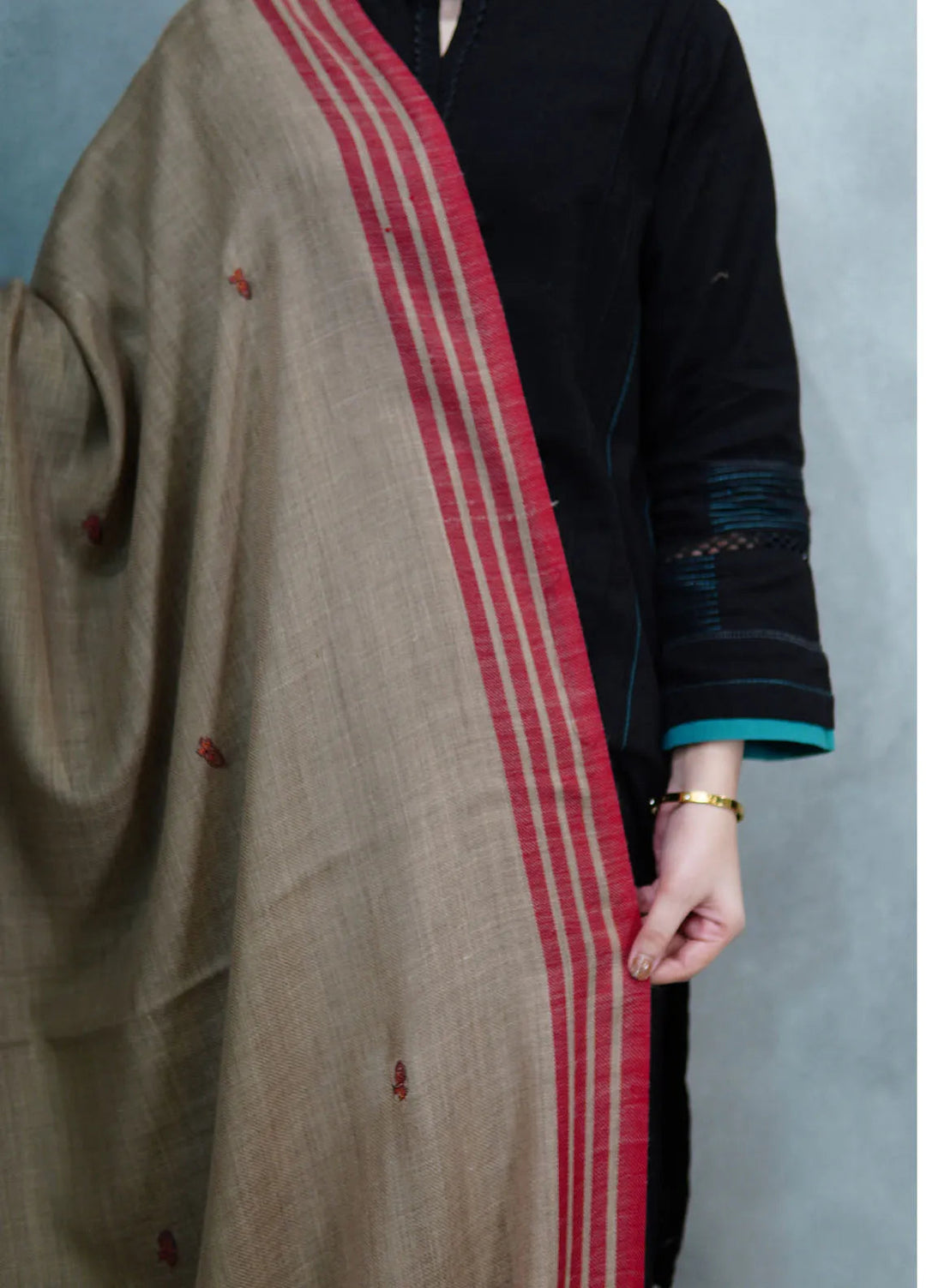 Sanaulla Exclusive Range Pashmina Shawl KPS D-2 Dark Brown - Winter Collection