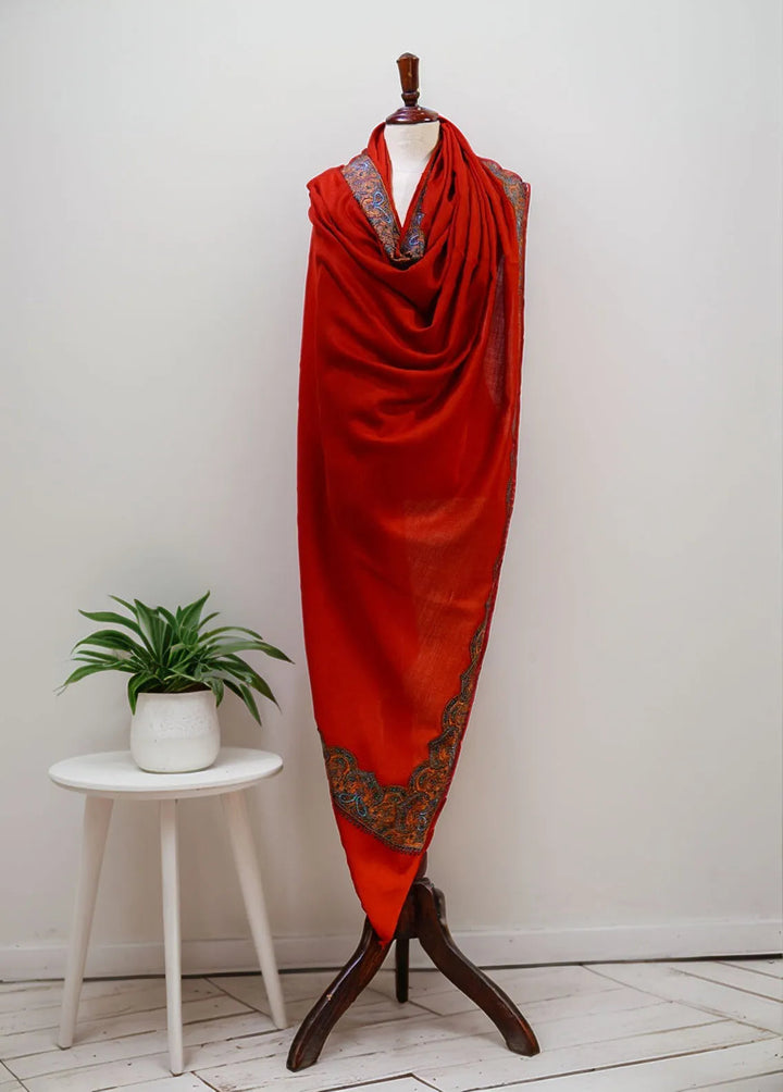 Sanaulla Exclusive Range Pashmina Shawl KPS D-25 Mehroon - Winter Collection