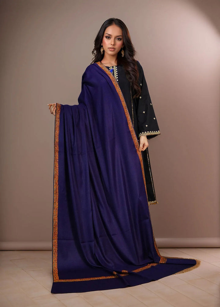 Sanaulla Exclusive Range Pashmina Shawl KPS D-28 Navy Blue 1 - Winter Collection