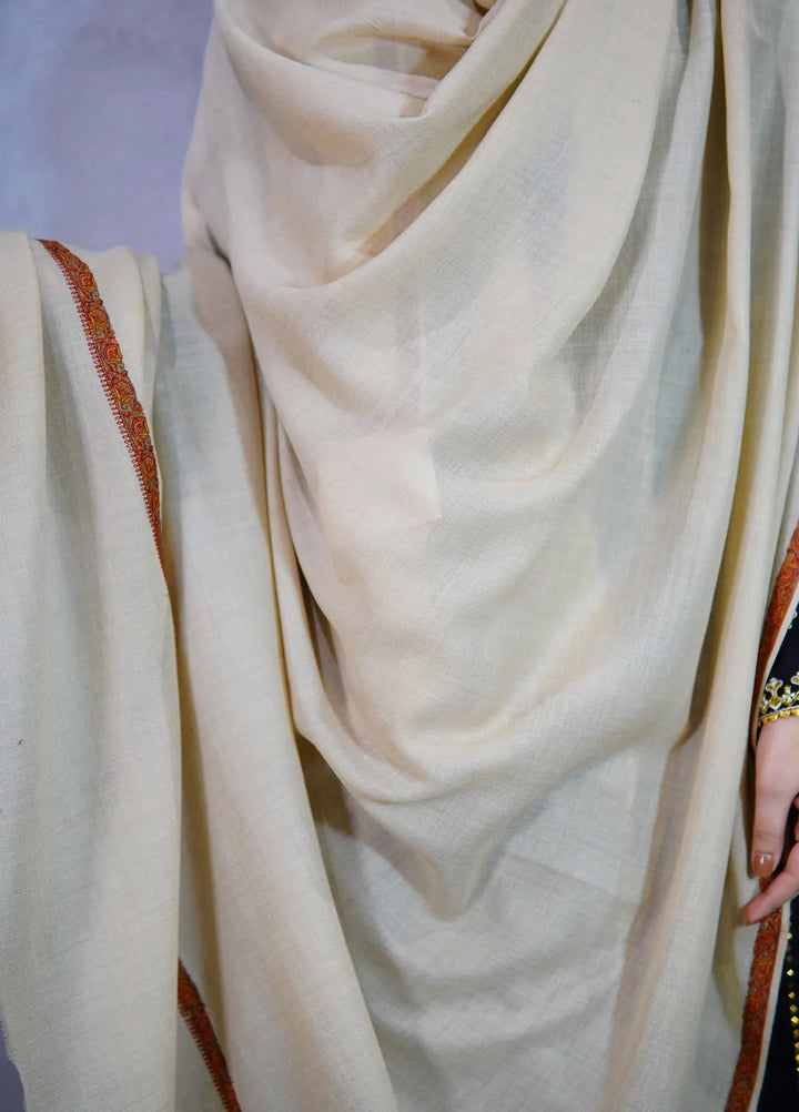 Sanaulla Exclusive Range Pashmina Shawl KPS D-38 Cream - Winter Collection