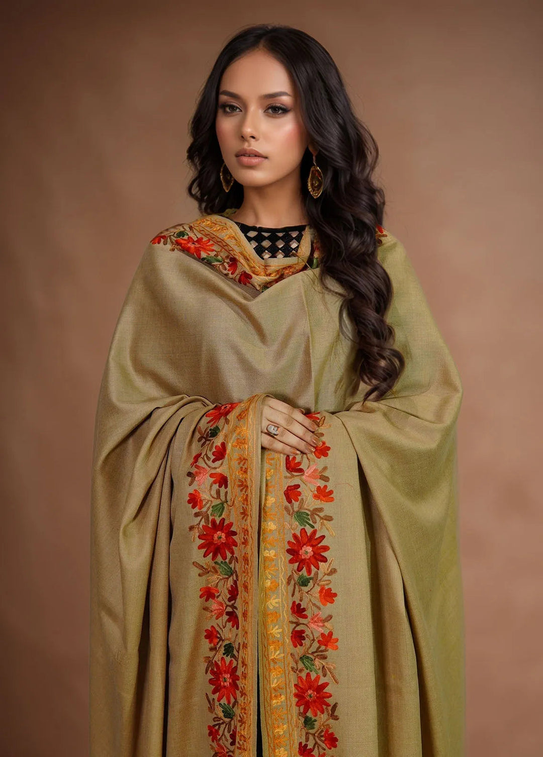 Sanaulla Exclusive Range Pashmina Shawl KPS D-4 Brown 4 - Winter Collection