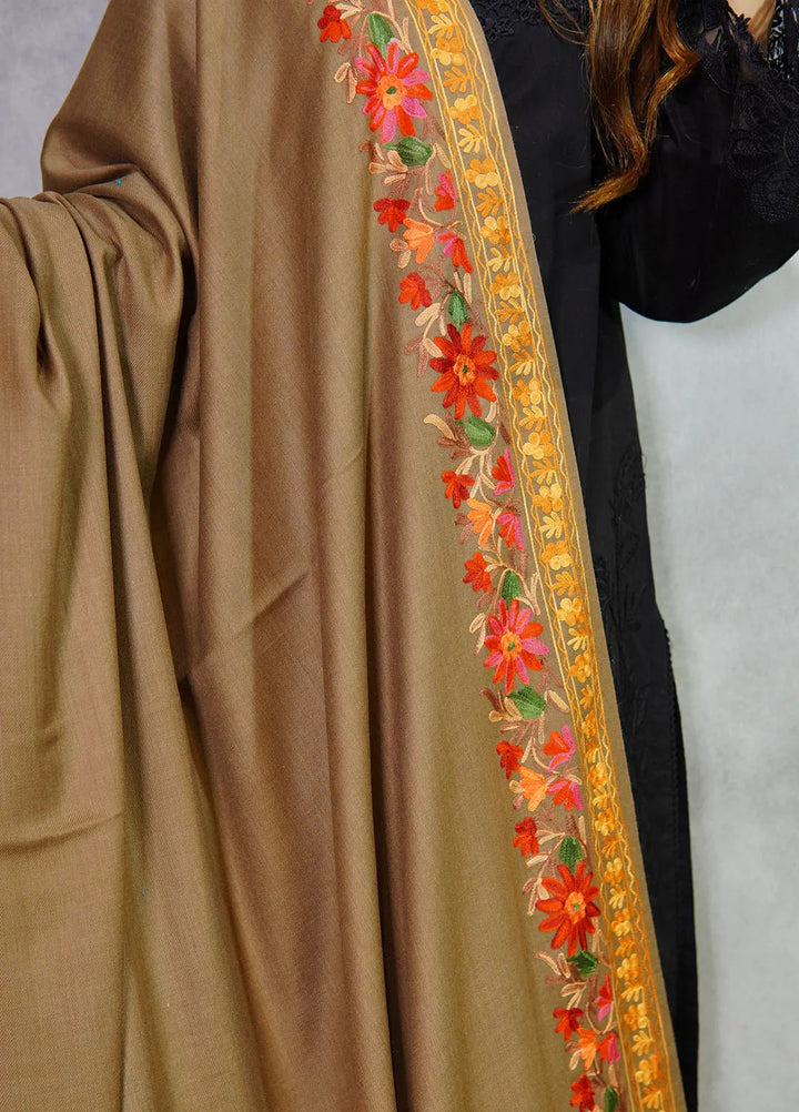 Sanaulla Exclusive Range Pashmina Shawl KPS D-4 Dark Brown - Winter Collection