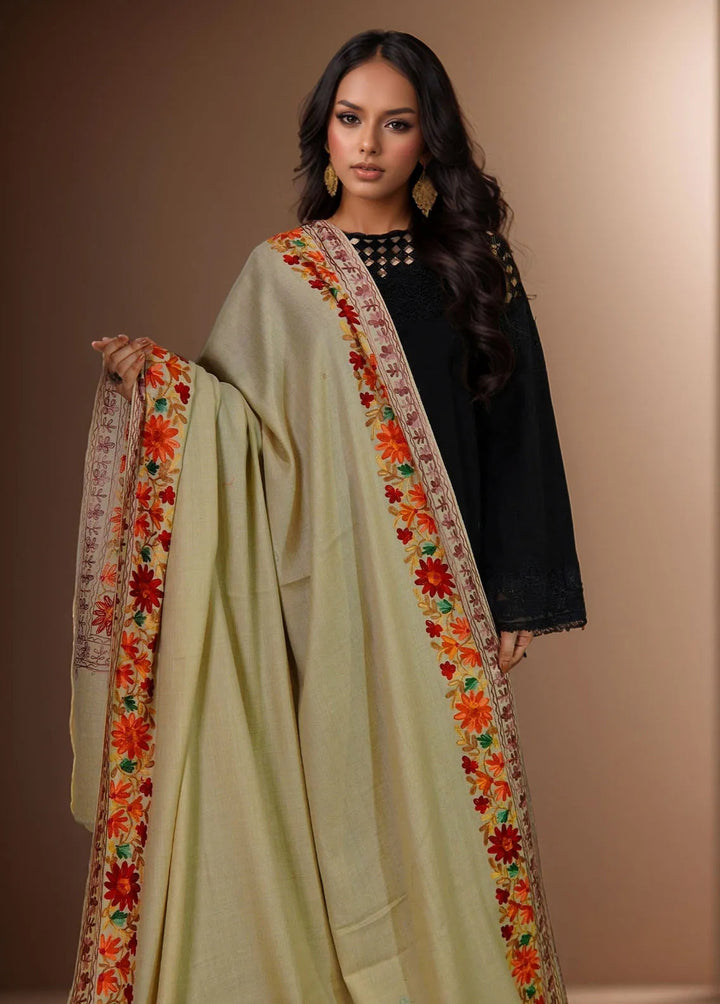 Sanaulla Exclusive Range Pashmina Shawl KPS D-4 Fawn 1 - Winter Collection