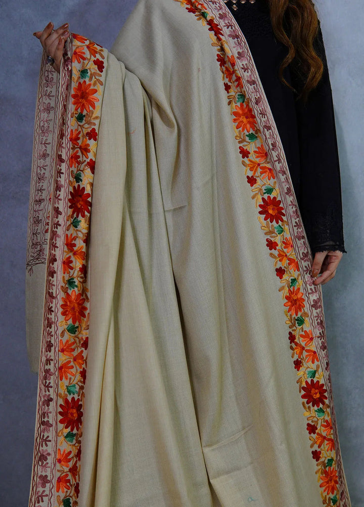 Sanaulla Exclusive Range Pashmina Shawl KPS D-4 Fawn 1 - Winter Collection